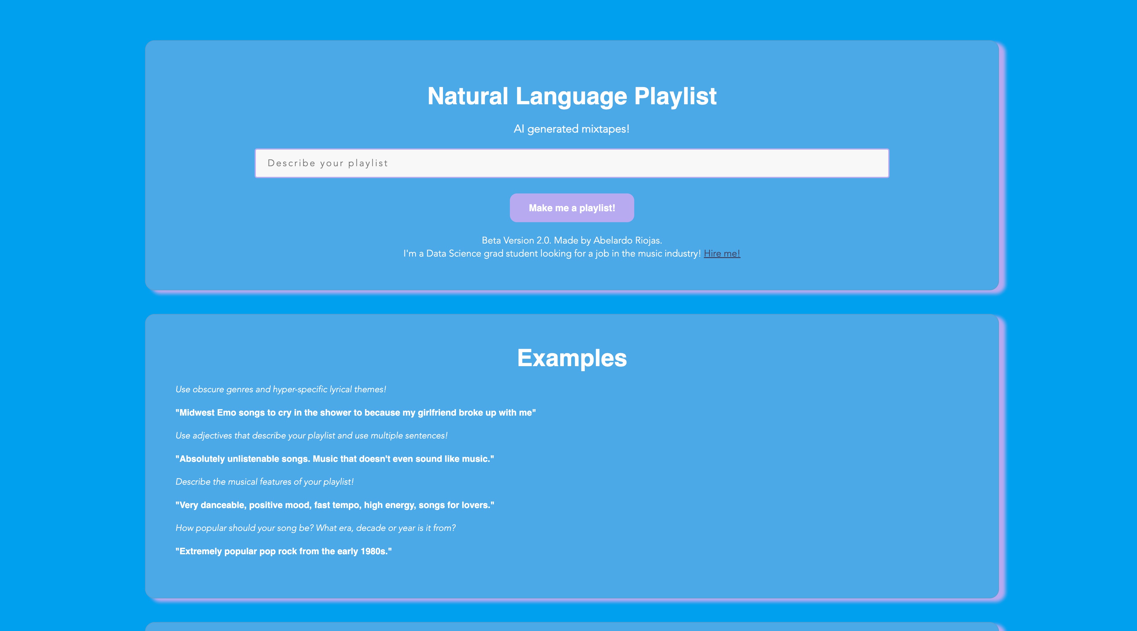 Natural Language Playlist