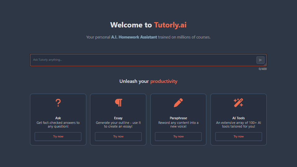 Homeworkify alternative tutorly AI website image