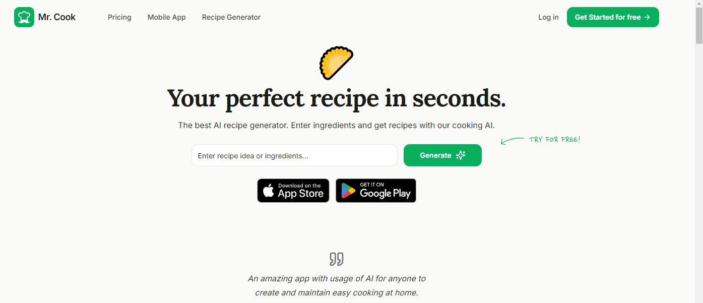 Mr. Cook – Recipe Generator