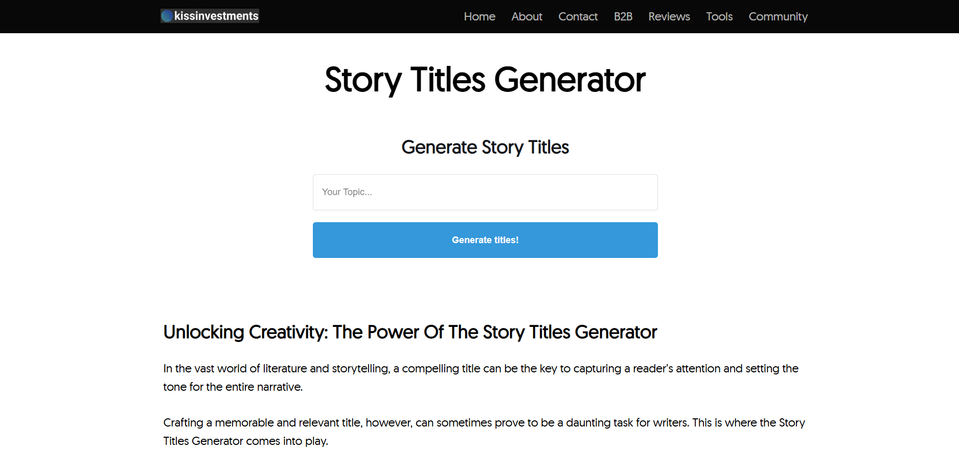 Story Titles Generator